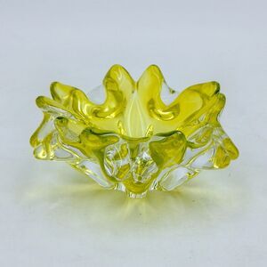 Jaroslav Taraba Lednicke Rovne YellowArt Glass Ashtray Czechoslovakia GlassWorks